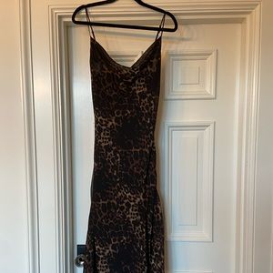 Cowl-neck Leopard Maxi Dress